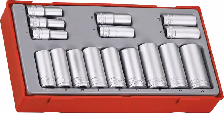 Teng Tools TT3816 Set di 16 pezzi di chiavi a bussola quadrata da 3/8"
