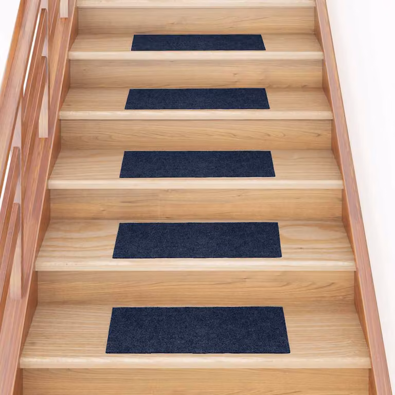 Set di 30 tappetini per scale autoadesivi vidaXL, rettangolari, blu navy, L: 60 cm x P: 25 cm