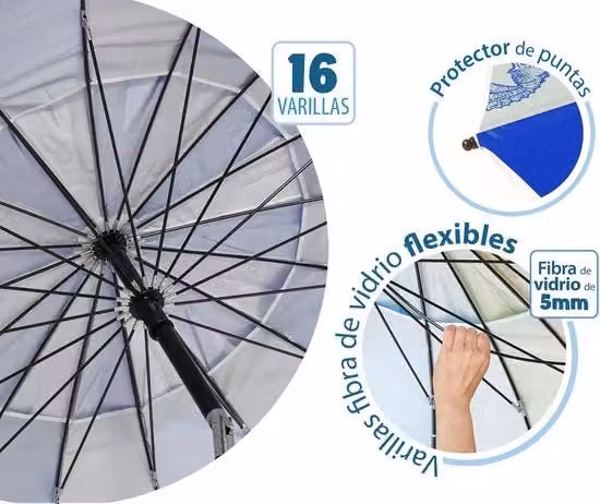 Parasole da spiaggia Ø 180 a 240 cm in alluminio model fondo mare con borsa e ombrellone UPF 50+ in colori blu e rosso - 220 cm blu marino