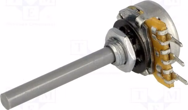 1 x Potenziometro: 20%, 100 kΩ, rotazione singola, 0,25 W, con terminali da 4 mm. Potenziometro a rotazione singola, tipo C