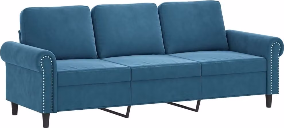 Divano a 3 Posti Blu 180 cm in Velluto
