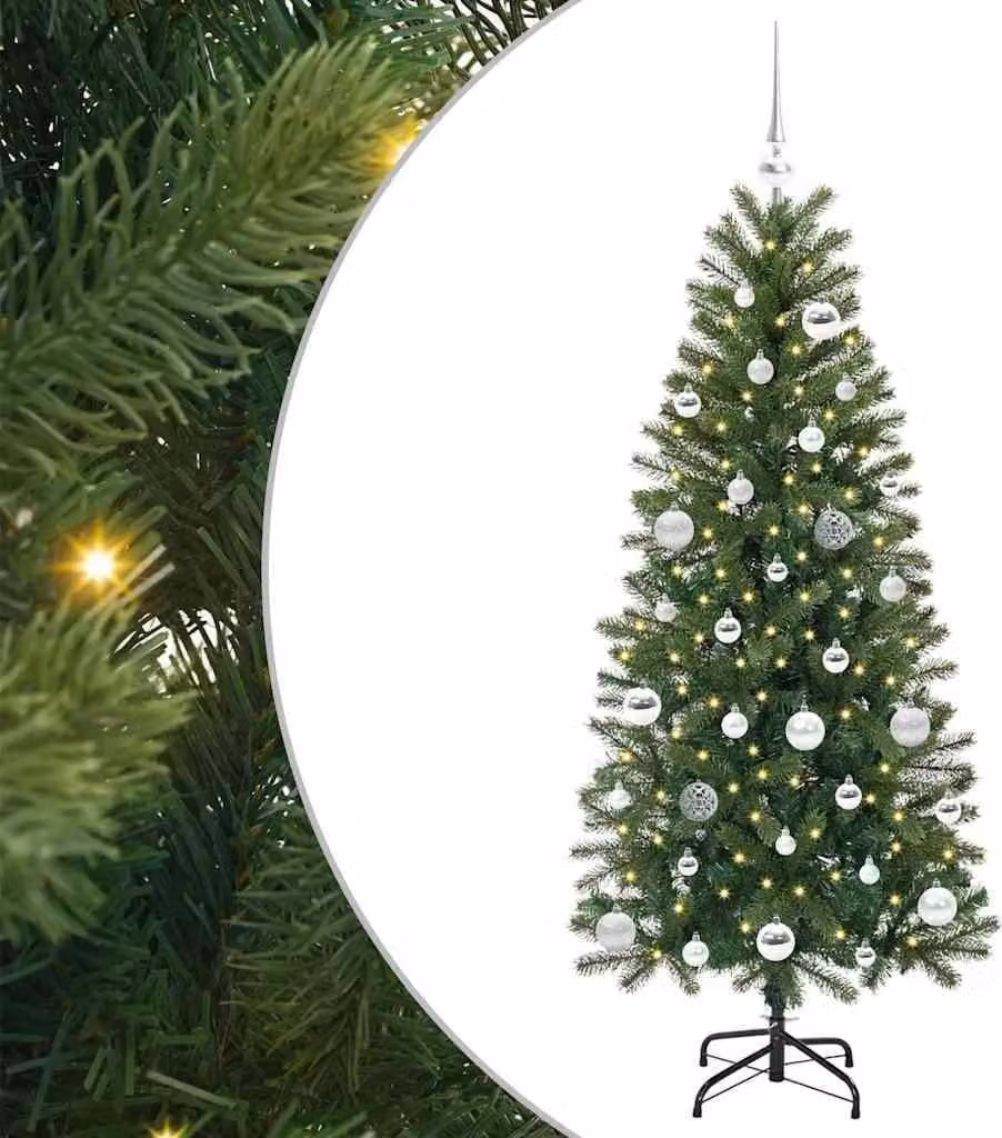Albero di Natale artificiale con 150 LED Verde 150 cm PE e PVC