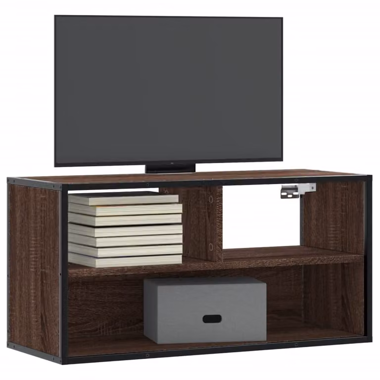 Mobile TV vidaXL in stile industriale in legno e metallo, colore marrone, L 80 cm x P 31 cm x H 39,5 cm
