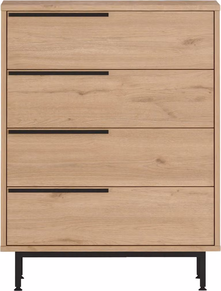 Cassettiera a 4 cassetti Rebecca Mobili Maguey 95x75x44,5 Truciolare Ferro Marrone Grigio scuro Moderno