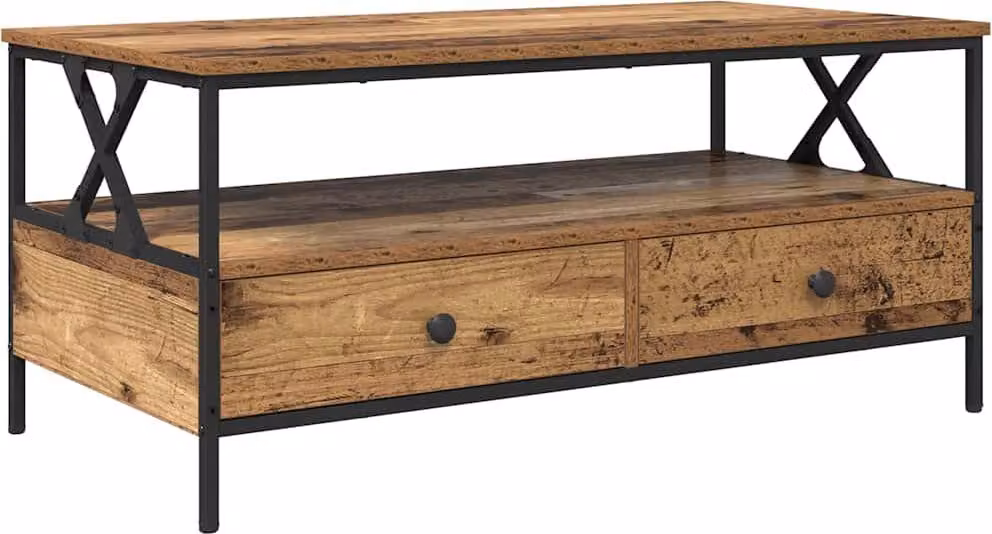 Tavolino da salotto with Drawer Legno vecchio 100 x 51 x 45 cm