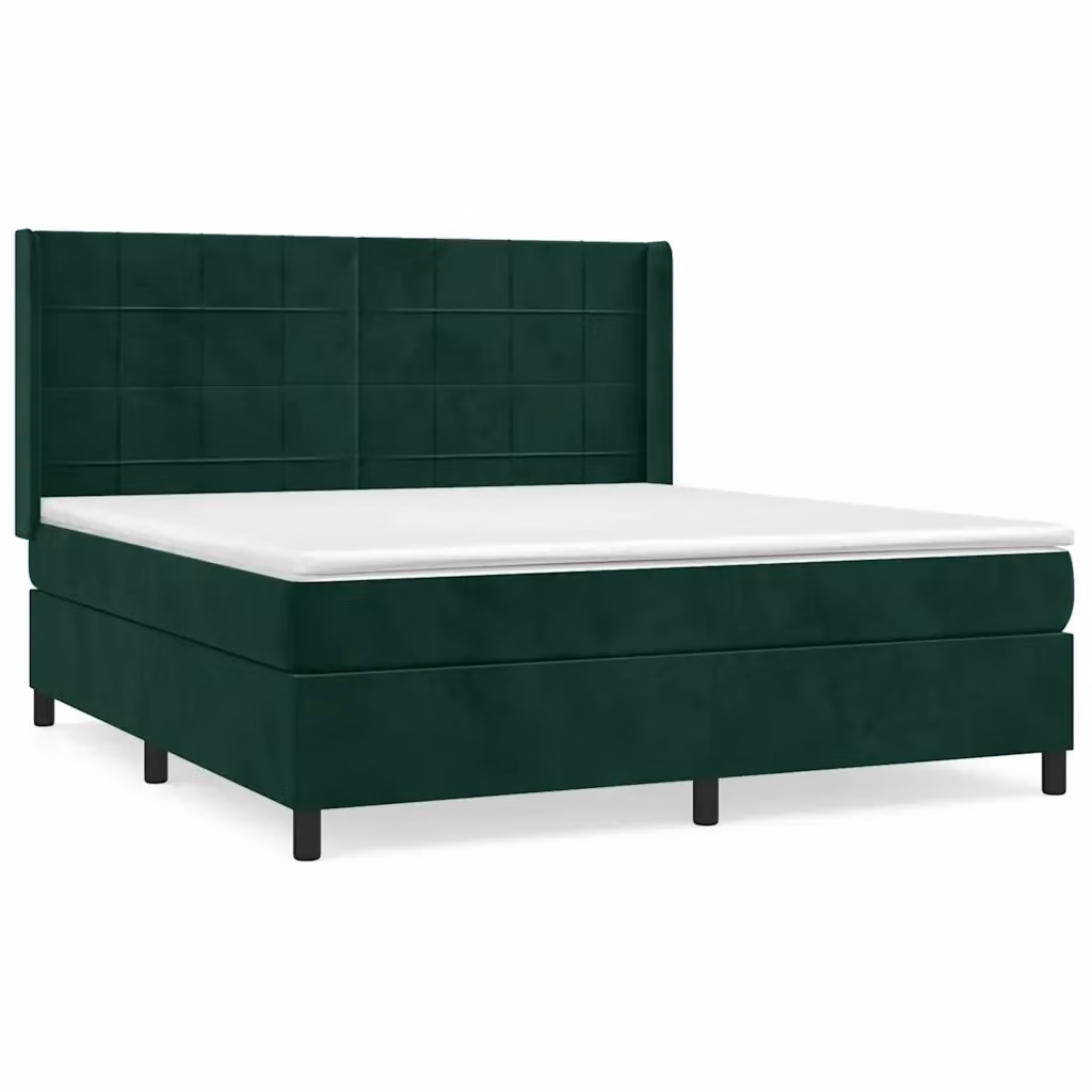 Letto Ibrido vidaXL con Struttura in Legno di Larice e Rivestimento in Velluto Verde Scuro e Bianco L/P/H: 160 x 200 x 128 cm – 2