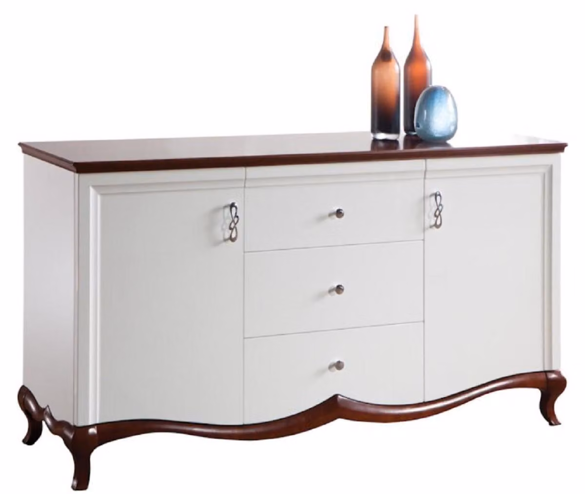 Casa Padrino cassettiera art déco a 2 ante e 3 cassetti bianco / testa di moro 164,2 x 46,5 x h. 90,2 cm - Qualità lusso