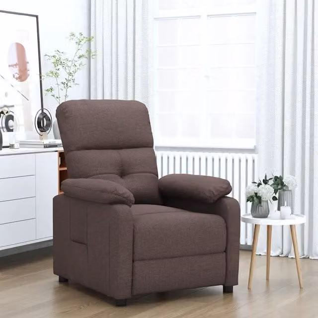 Poltrona Reclinabile Relax VIDAXL in Tessuto Marrone con Braccioli e Struttura in Legno e Metallo – 1