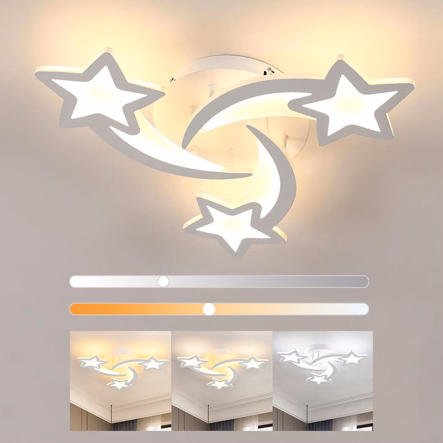 Lampada a soffitto LED Osairous con telecomando, design creativo a forma di stella, ideale per il soggiorno, 38W, 3420LM, lampada a soffitto, tonalità regolabile da 3000K a 6500K, lampadario per camera da letto, lampada a soffitto per soggiorno, colore bi