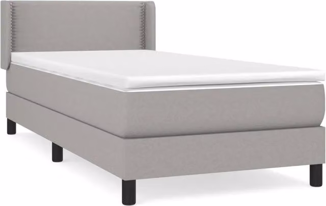 Letto singolo | Letto per adulti | Giroletto a Molle con Materasso Grigio Chiaro 90x200 cm Tessuto