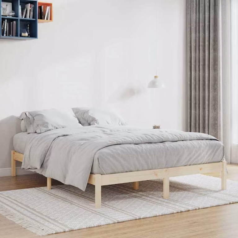 vidaXL Giroletto Queen in Legno di Pino Naturale con Doghe Rigide L: 157,5 cm x P: 208,5 cm