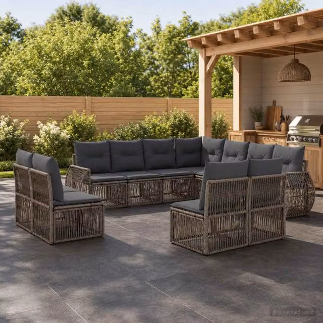 Set Divano da Giardino 11 pz Grigio e Grigio Scuro polyrattan 3435452