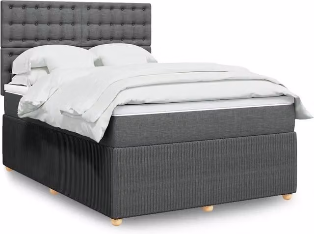 Letto Ibrido vidaXL con Giroletto a Molle e Materasso Grigio e Bianco L/P: 140 x 190 cm