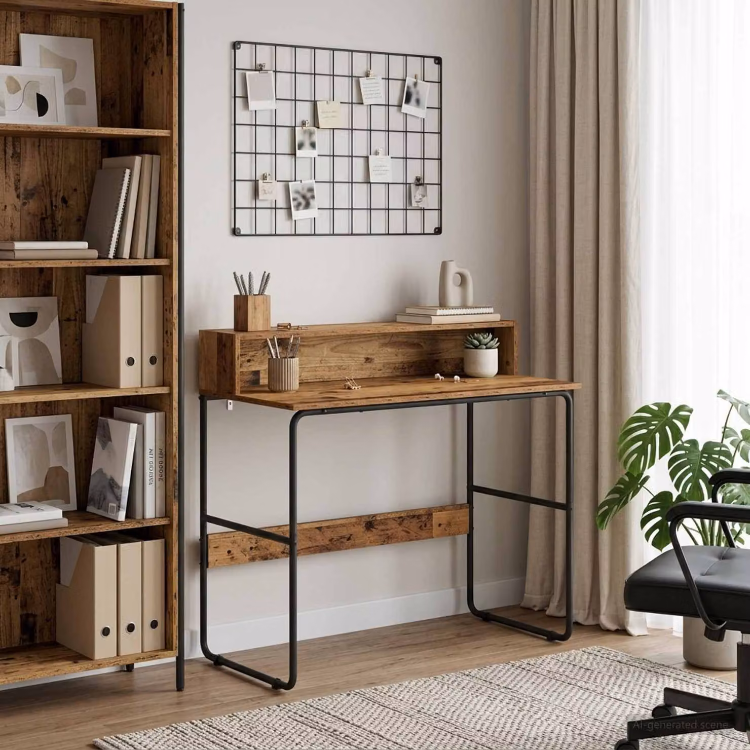 Scrivania con spazio di archiviazione vidaXL in stile industriale, colore marrone