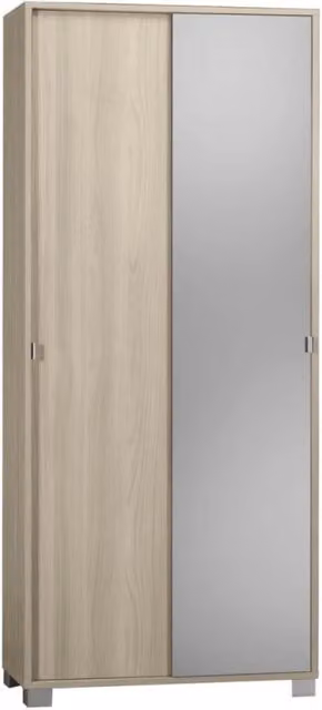 Armadio multiuso due ante scorrevoli con specchio Olmo Chiaro 82x41x h190 cm