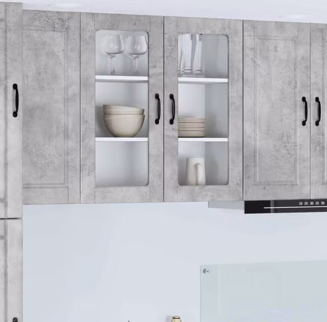 Armadio da cucina a parete vidaXL con scaffale e ante a battente, Grigio, L: 80 cm, P: 31 cm, H: 80 cm