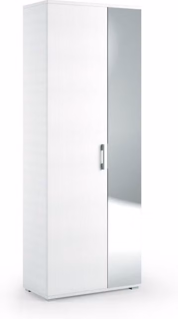 Scarpiera Iperbriko con specchio e 6 ripiani, bianco, L 73 x H 195 x P 35 cm