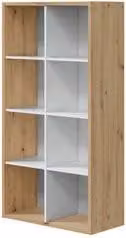 Libreria moderna FORES in legno e MDF, Bianco Rovere, L 71 cm x P 33 cm x H 137 cm