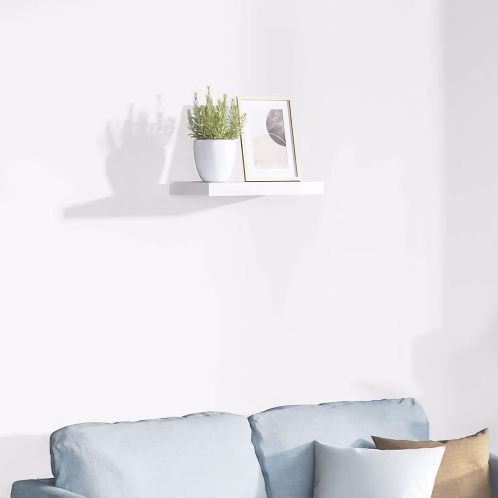 Scaffale a parete vidaXL Bianco Lucido in MDF e Metallo L: 40 cm, P: 23,5 cm, H: 3,8 cm
