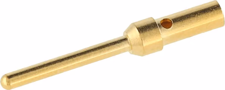 Connettore a crimpare D-Sub HARTING, contatto a spillo (maschio), sezione da 0,25 mm² a 0,52 mm², AWG24 - AWG20, placcato in oro, 1 pezzo. Materiale: lega di rame