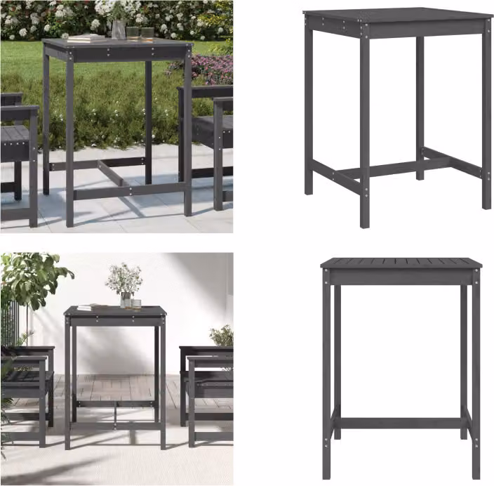 vidaXL Tavolo da giardino grigio 82,5x82,5x110 cm in legno di pino massiccio - Tavolo da giardino - Tavoli da giardino - Tavolo da esterno - Tavolo da patio