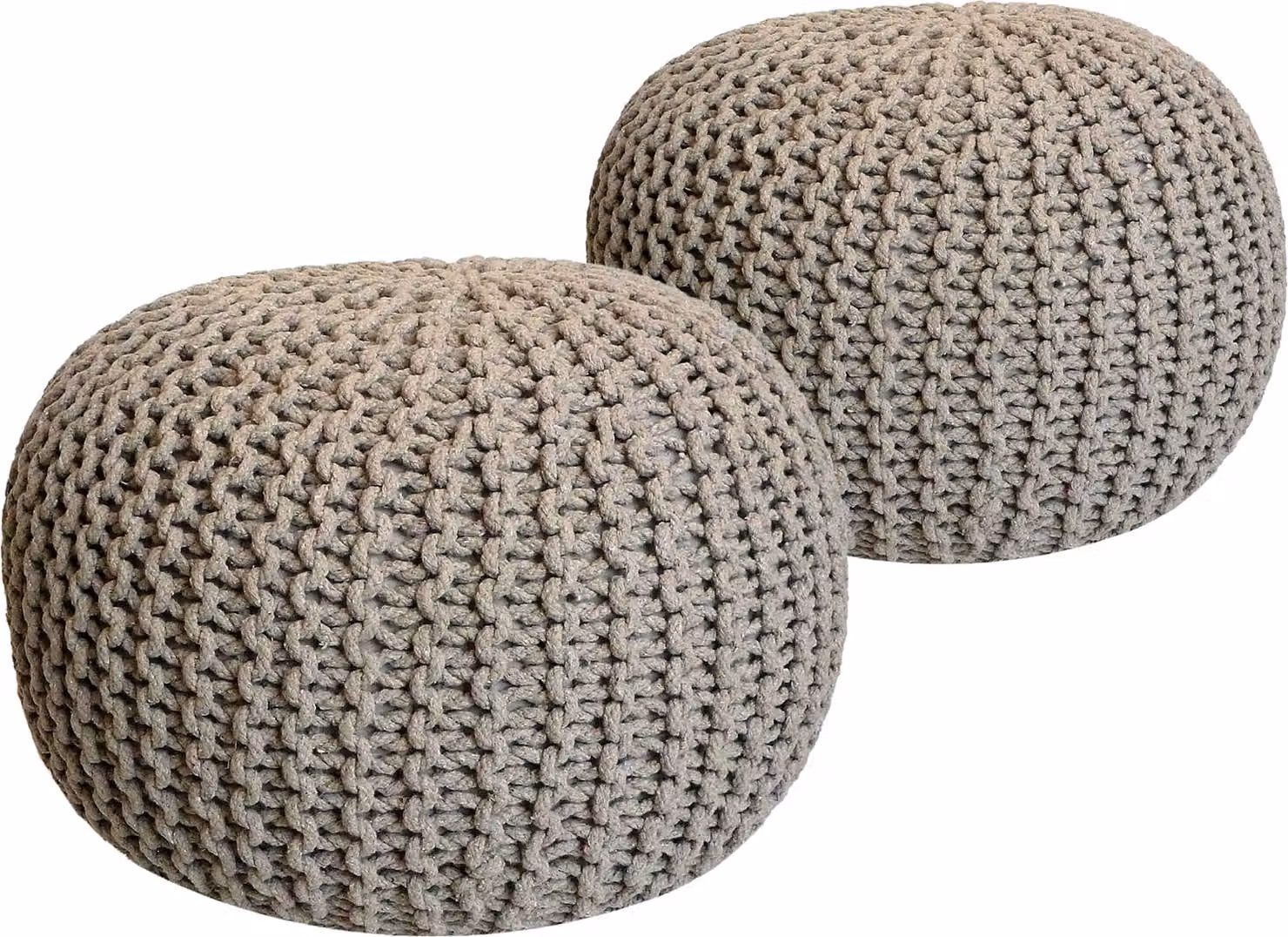 Pouf in maglia set di 2 pouf seduta pouf seduta pouf Ø 55cm beige/beige