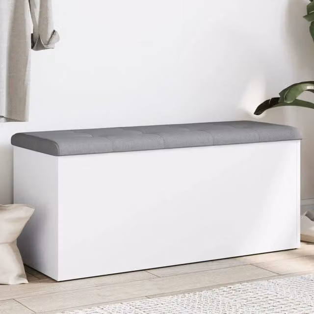 Panca contenitore moderna vidaXL in legno MDF grigia e bianca L: 102 cm, P: 42 cm, H: 45 cm