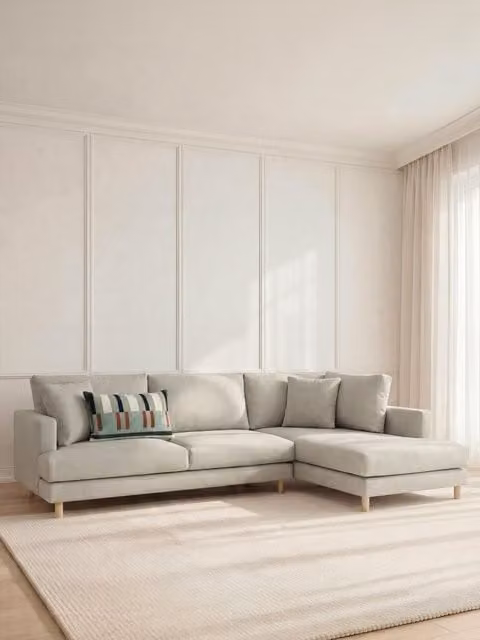 Divano Malmo Kenay Home con chaise longue destra, 3 posti, colore perla, L: 275 cm