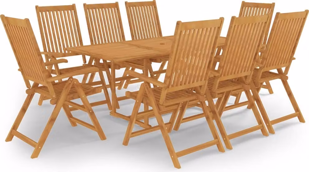 The Living Store 9 pezzi. Set da pranzo da giardino in legno massiccio teak