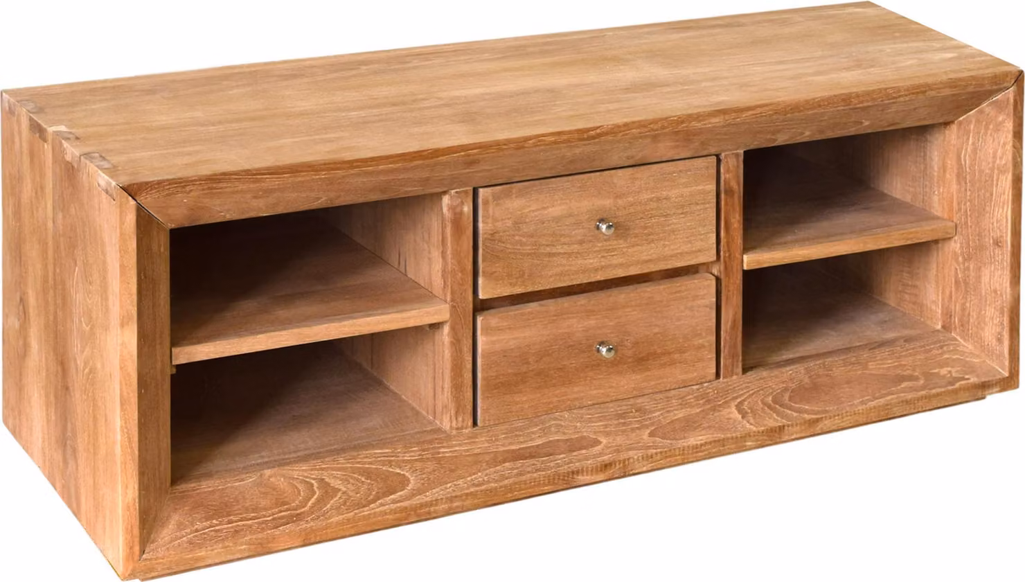 Mobile basso in legno di teak, modello Hammerdal, dimensioni 120x45 cm, realizzato in legno massello e resistente alle intemperie