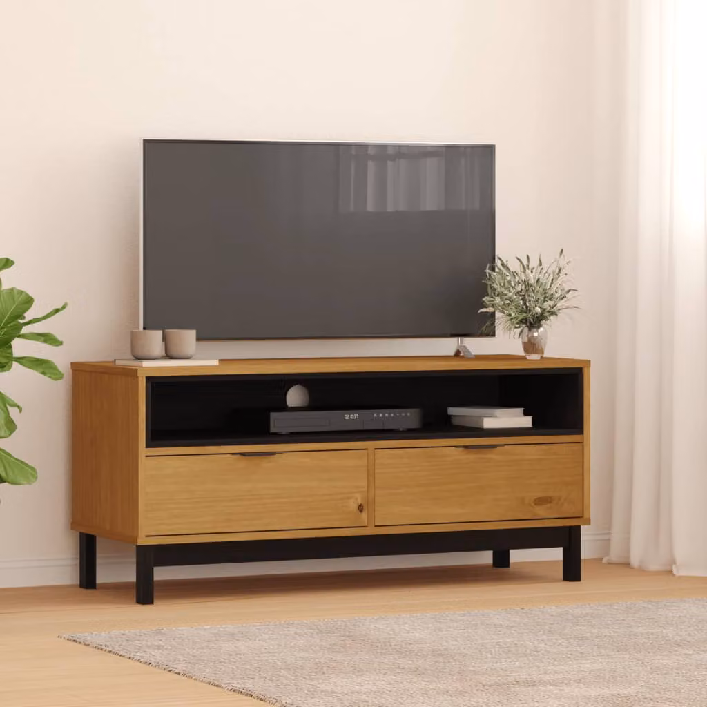 Mobile TV FLAM vidaXL in legno massello di pino color marrone L/P/H: 110 x 40 x 50 cm