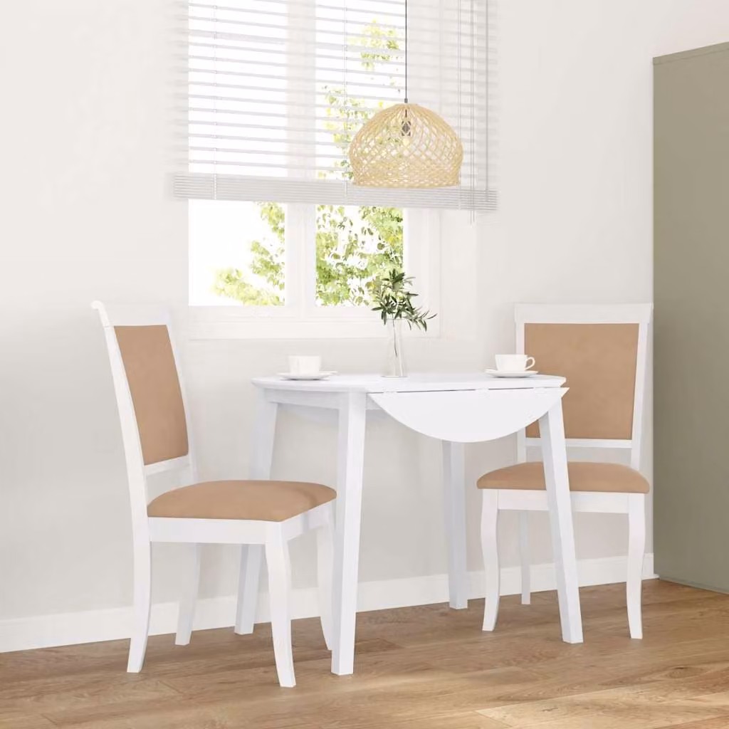 Set di 2 sedie da pranzo con cuscini vidaXL in legno di Hevea bianco e marrone in stile scandinavo