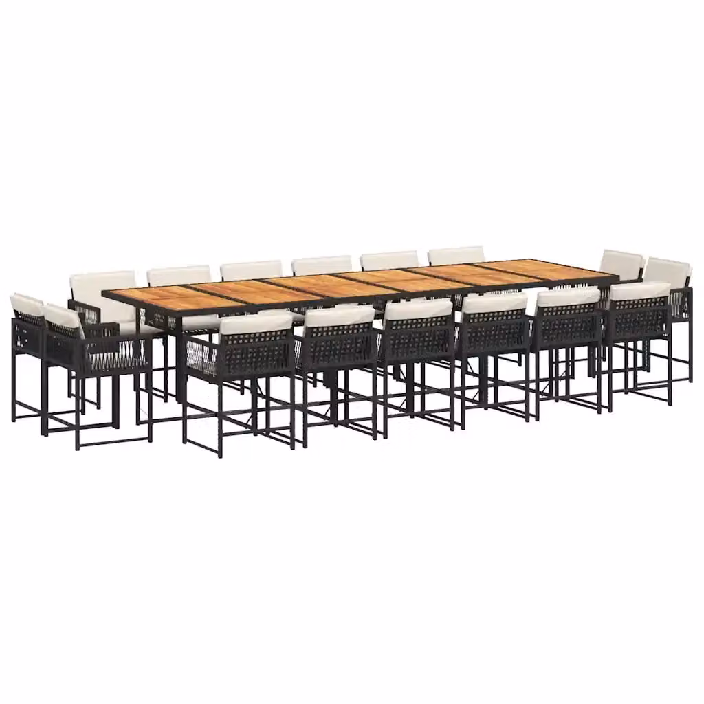 Set da pranzo da giardino vidaXL in polyrattan e legno di acacia nero con 17 pezzi – 2