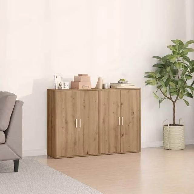 Credenza 2 pz-Set di 2 Buffet-Armadio da cucina Rovere artigianale 60 x 31 x 84 cm