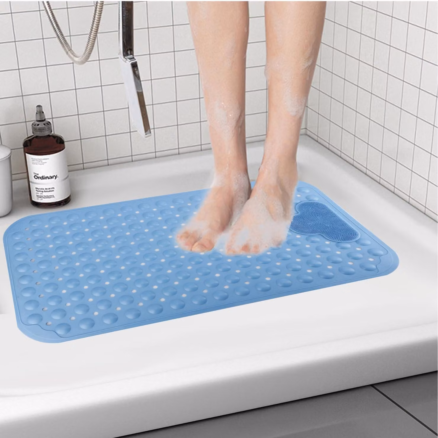 Tappetino antiscivolo per doccia con funzione massaggio, colore blu