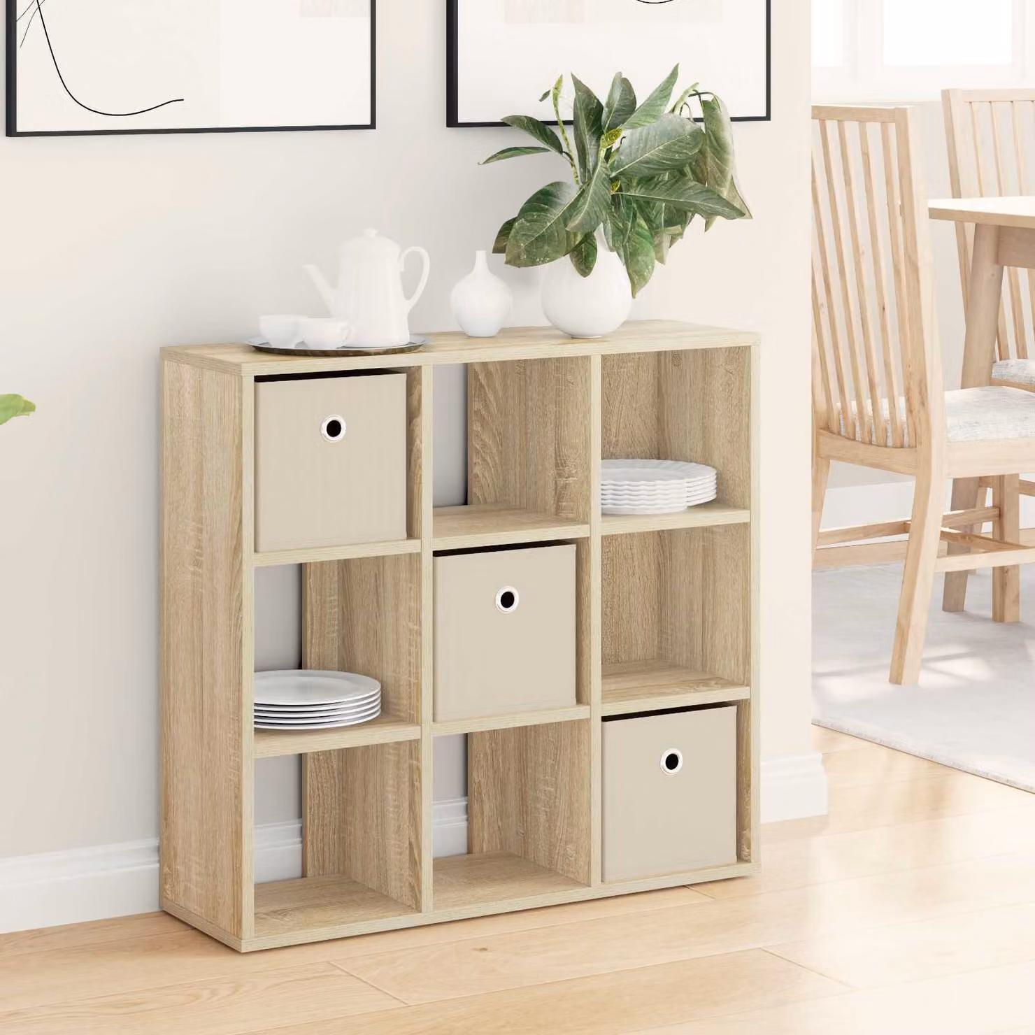 Credenza moderna vidaXL in rovere Sonoma, colore beige/marrone, L: 73,5 cm, P: 24 cm, H: 69,5 cm