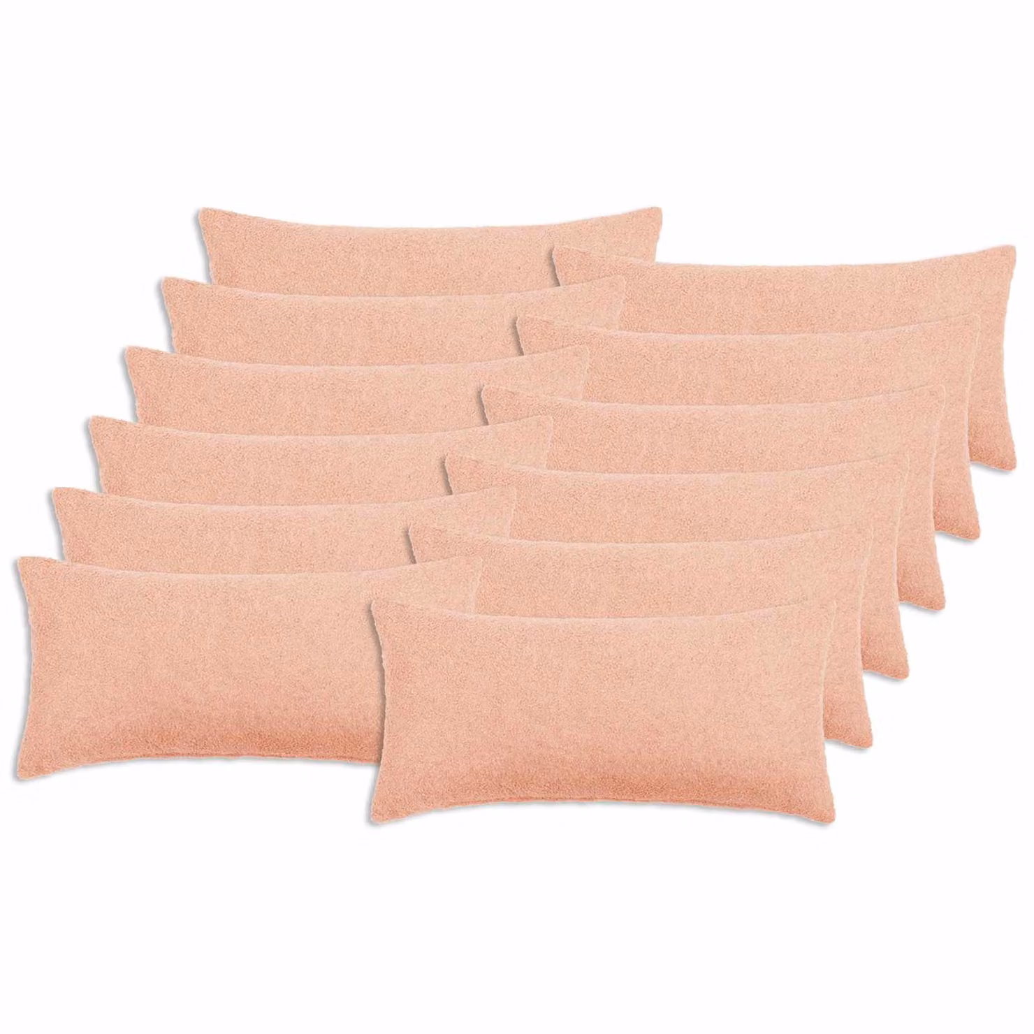 Set di 12 federe vidaXL HEERLEN rosa in tessuto bouclé, L 40 cm x P 80 cm