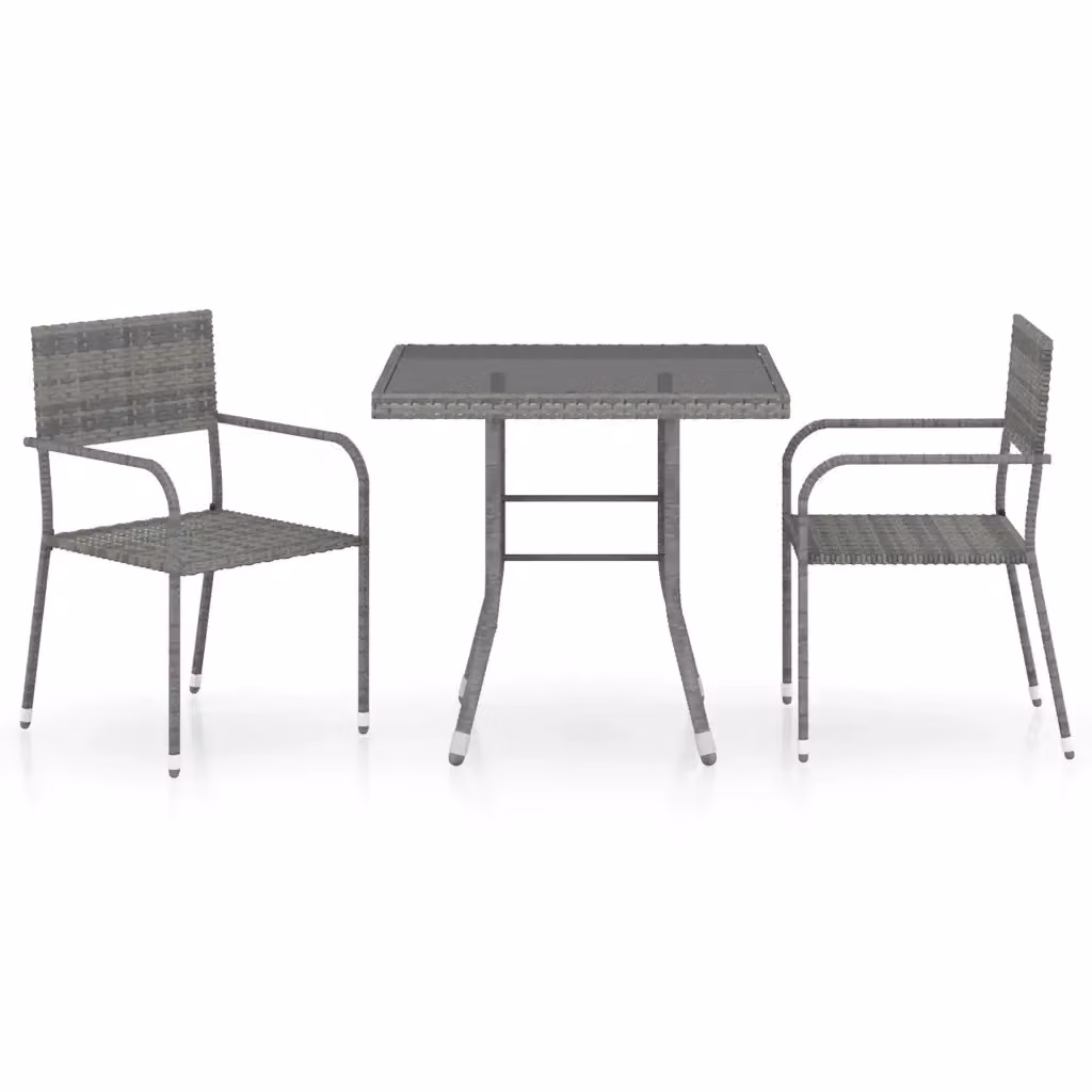 Set da pranzo per giardino vidaXL in polyrattan e vetro color antracite e grigio – 2