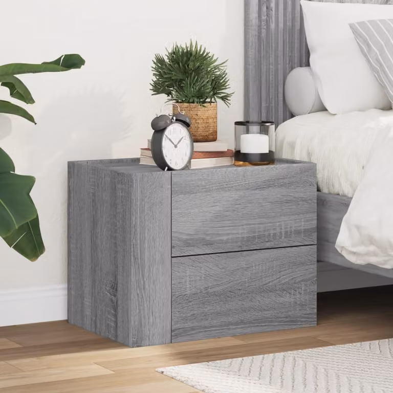 Comodino a muro vidaXL moderno in grigio, L 45 cm x P 30 cm x H 35 cm