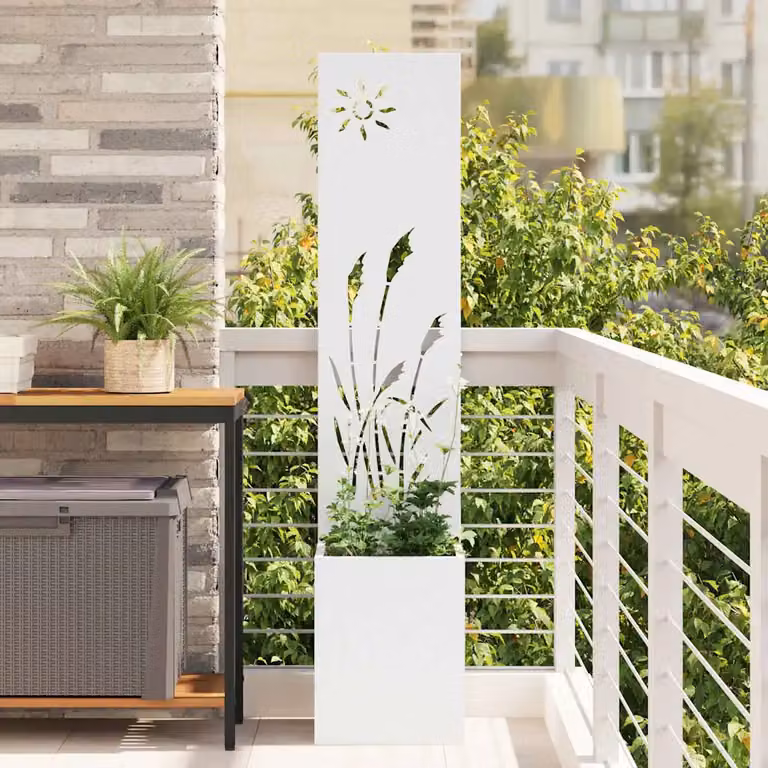 Schermo per privacy da giardino vidaXL in acciaio bianco, L/P/H: 32 x 32 x 150 cm