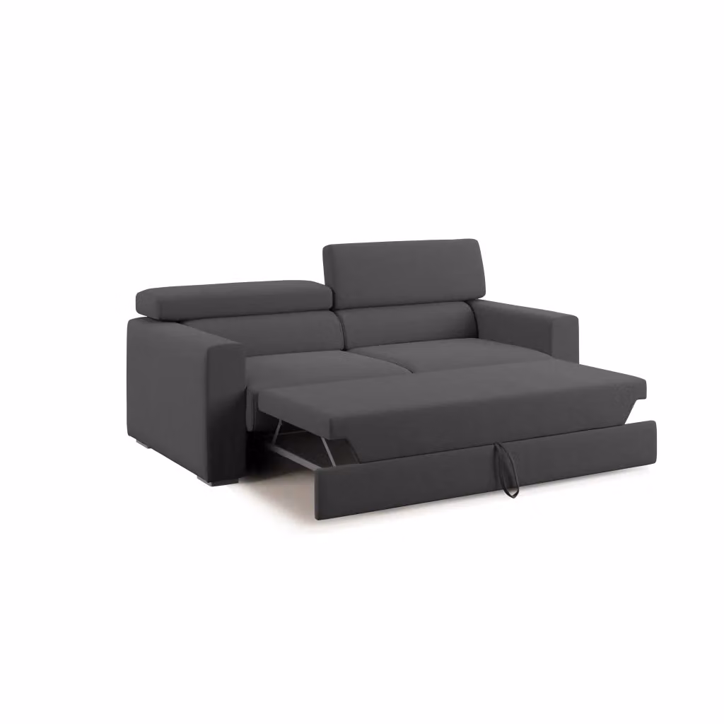 Divano Dylan Divani.Store con pouf estraibile e funzione letto, colore antracite, L: 158 cm – 2