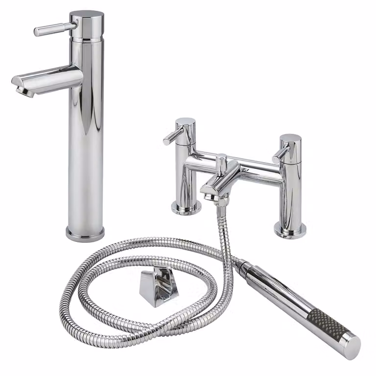 Set di Rubinetti Miscelatori per Lavabo e Vasca da Bagno con Kit Doccia - Cromato - Como