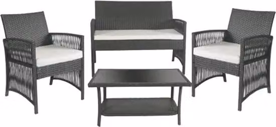 Set da giardino - Inclusa banca a sdraio e sedie singole - Cuscini comodi - Impianto flessibile - Colore grigio