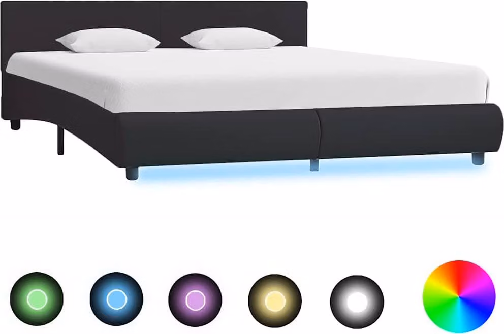 Giroletto con LED Nero in Pelle finta 160x200 cm