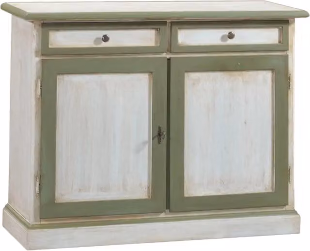 Madia credenza in legno bicolore bianco e verde stile shabby chic Mobili 2G L/P/H: 105 x 42 x 85 cm – 3