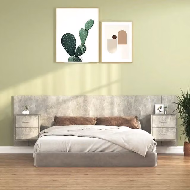 Testiera Letto con Comodini Integrati vidaXL in Legno Multistrato Grigio
