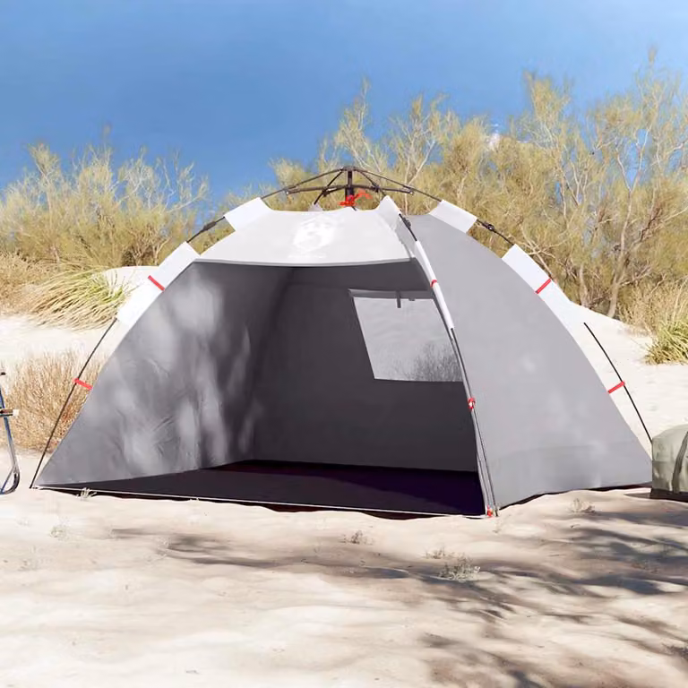 vidaXL Tenda da Spiaggia per 2 Persone Grigia in Poliestere Impermeabile