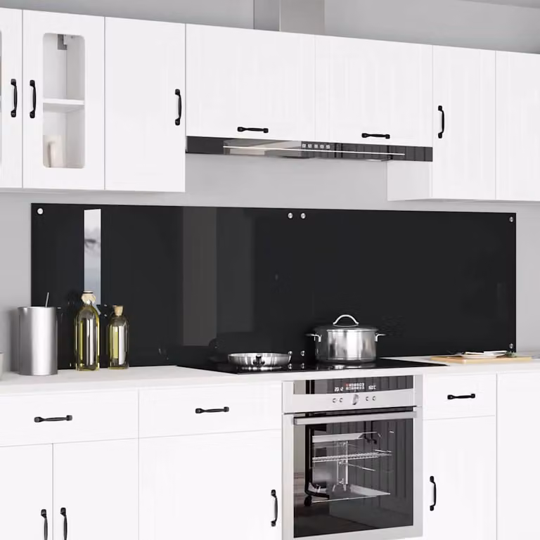 Set di 2 schienali da cucina vidaXL in vetro temperato nero, L: 110 cm, H: 60 cm