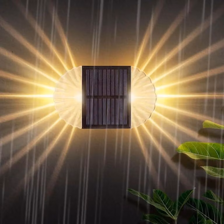 BXROIU Luci solari di recinzione BXROIU-6 Luci solari bianche calde impermeabili da parete per la decorazione di illuminazione del giardino del patio 6 pezzi