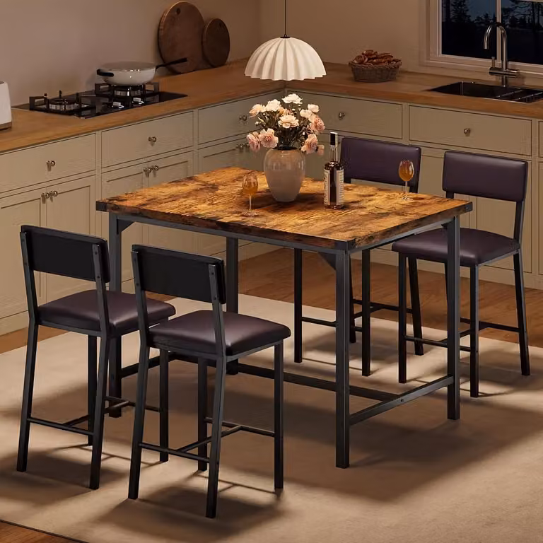 Set da pranzo - Tavolo da pranzo con sedie - Set per sala da pranzo - Set tavolo da cucina - Set di sedie da pranzo in stile industriale - Nero